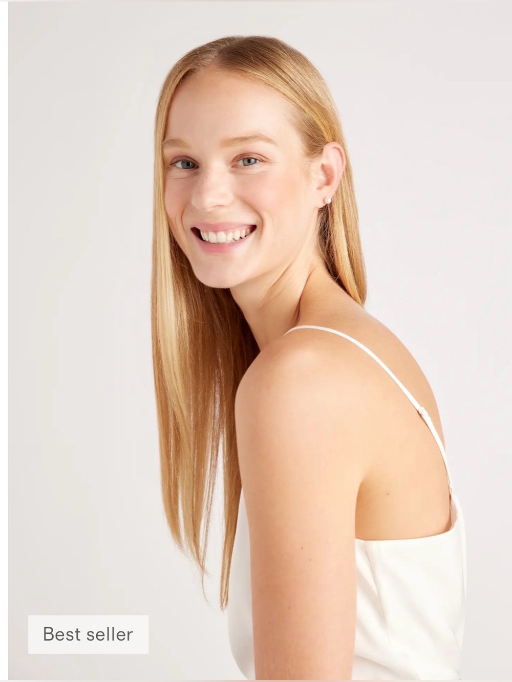 Quince Stretch Silk V-Neck Cami White , Small Pit - Picture 3 of 12